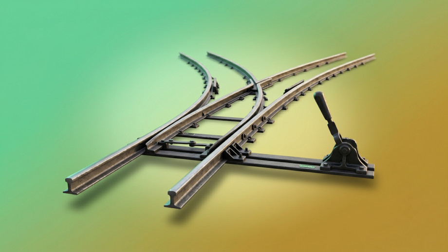 Divergent train tracks with a switch