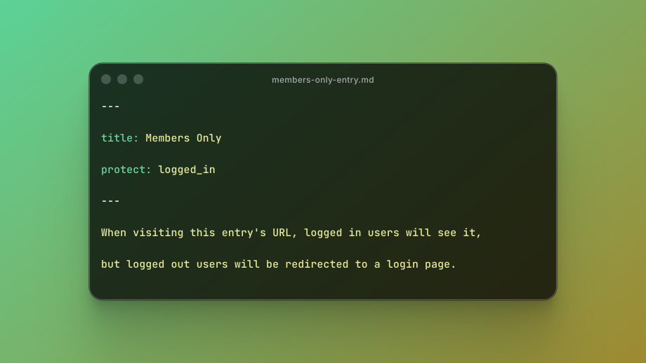 Statamic entry example with logged in protection.