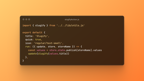 Code snippet of a Statamic field action.