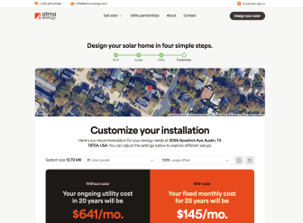 Atma Energy solar panels estimation tool.